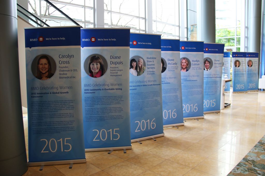 BMO Trade show Banner Backdrop Representatives | Inspire Innovate Influence Conference 2017 | Bank of Montreal BMO 200 | Vancouver Langley Surrey 2019 | Barbara Mowat EXCELerate 2020 | GroYourBiz